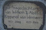 WENSVEEN Willem, Koppenol van 1921-2004 & Aletta 1927-2003
