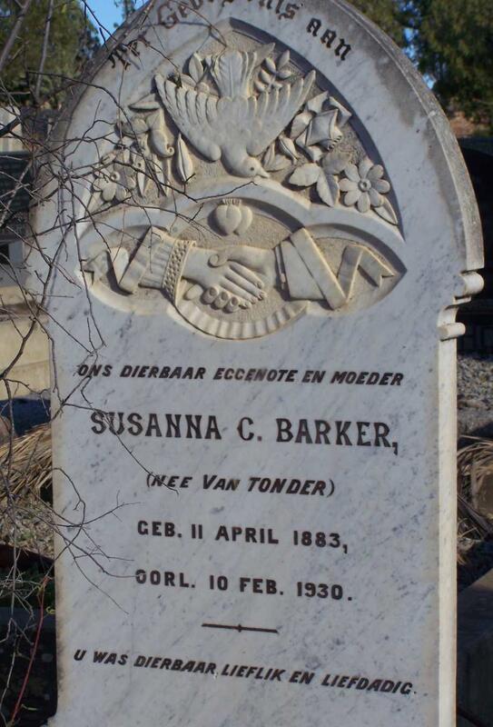 BARKER Susanna C. nee VAN TONDER 1883-1930