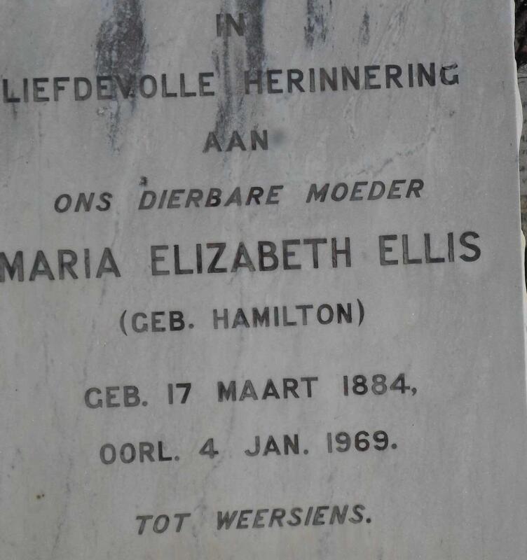 ELLIS Maria Elizabeth nee HAMILTON 1884-1969