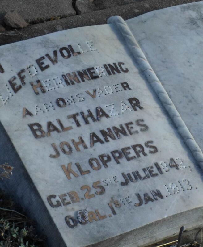 KLOPPERS Balthazar Johannes 1842-1913