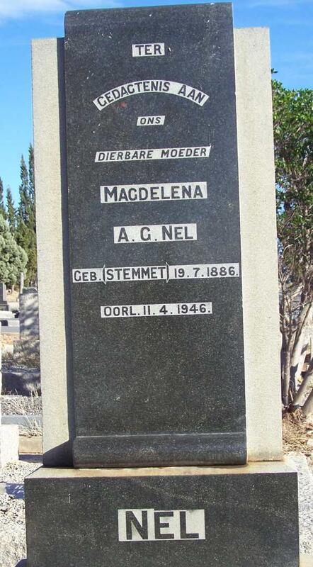 NEL Magdelena A.G. nee STEMMET 1886-1946