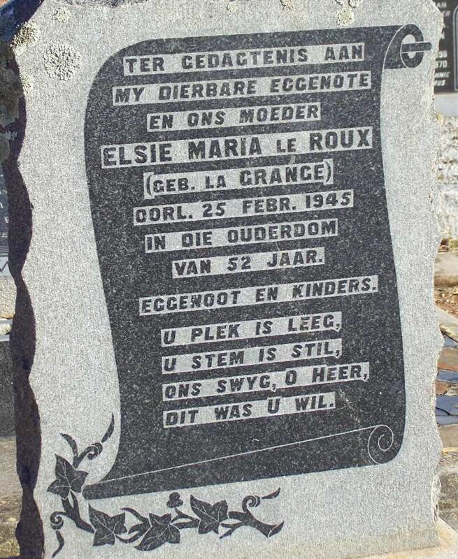 ROUX Elsie Maria, le nee LA GRANGE -1945