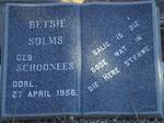 SOLMS Betsie nee SCHOONEES -1956