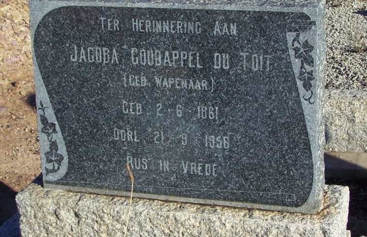 TOIT Jacoba Goudappel, du nee WAPENAAR 1861-1956