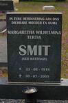 SMIT Margaretha Wilhelmina Tertia nee HATTINGH 1918-2005