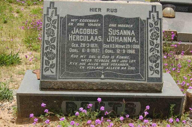 ROETS Jacobus Herculaas 1871-1957 & Susanna Johanna V.D. MERWE 1880-1966