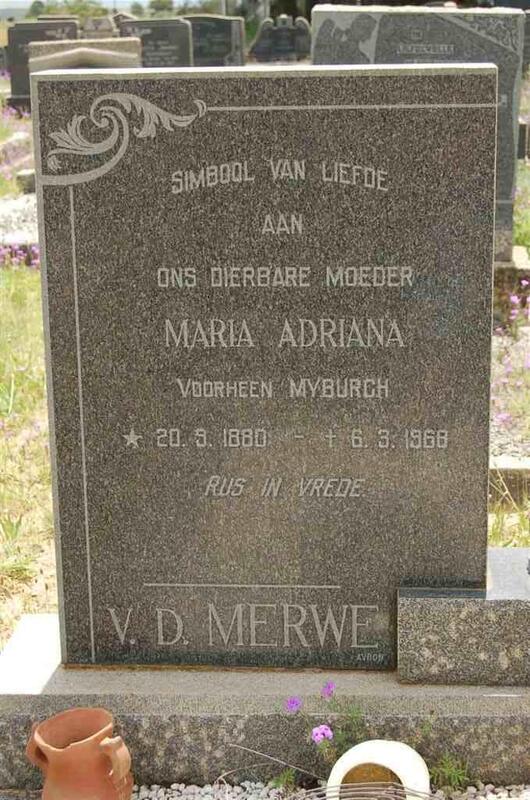 MERWE Maria Adriana, v.d. nee MYBURGH 1880-1968