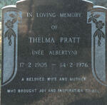 PRATT Thelma nee ALBERTYN 1905-1976