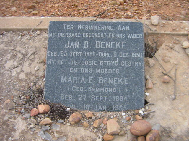 BENEKE Jan D. 1880-1950 & Maria E. SEMMONS 1884-1965