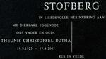 STOFBERG Theunis Christoffel Botha 1925-2005