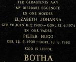 BOTHA Pieter Hugo 1908-1982 & Elizabeth Johanna VILJOEN 1900-1974