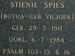 SPIES Stienie formerly BOTHA nee VILJOEN 1911-1984