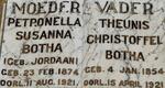 BOTHA Theunis Christoffel 1854-1921 & Petronella Susanna JORDAAN 1874-1921