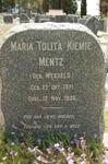 MENTZ Maria Tolita Kiemie nee WESSELS 1971-1939