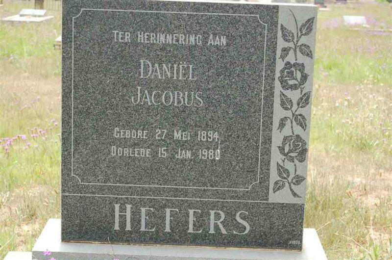 HEFERS Daniel Jacobus 1894-1980