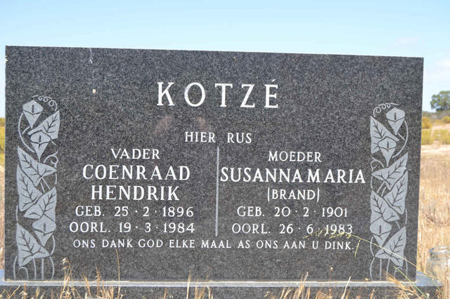 KOTZÉ Coenraad Hendrik 1896-1984 & Susanna Maria BRAND 1901-1983