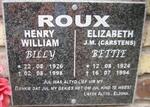 ROUX Henry William 1926-1998 & Elizabeth J. M. CARSTENS 1924-1994