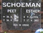 SCHOEMAN Peet 1934-2008 & Esther 1934-2011