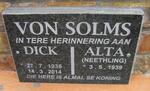 SOLMS Dick, von 1938-2014 & Alta NEETHLING 1939-