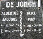 JONGH Albertus Jacobus, de 1927-2010 & Alice May 1935-2011
