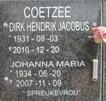 COETZEE Dirk Hendrik Jacobus 1931-2010 & Johanna Maria 1934-2007