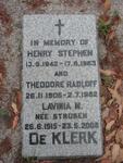 KLERK Theodore Radloff, de 1906-1982 & Lavinia M. STRUBEN 1915-2008 :: DE KLERK Henry Stephen 1942-1963