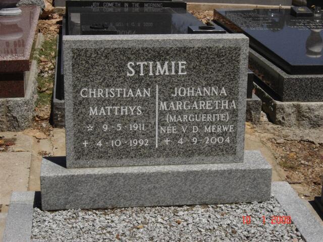STIMIE Christiaan Matthys 1911-1992 & Johanna Margaretha V.D. MERWE - 2004