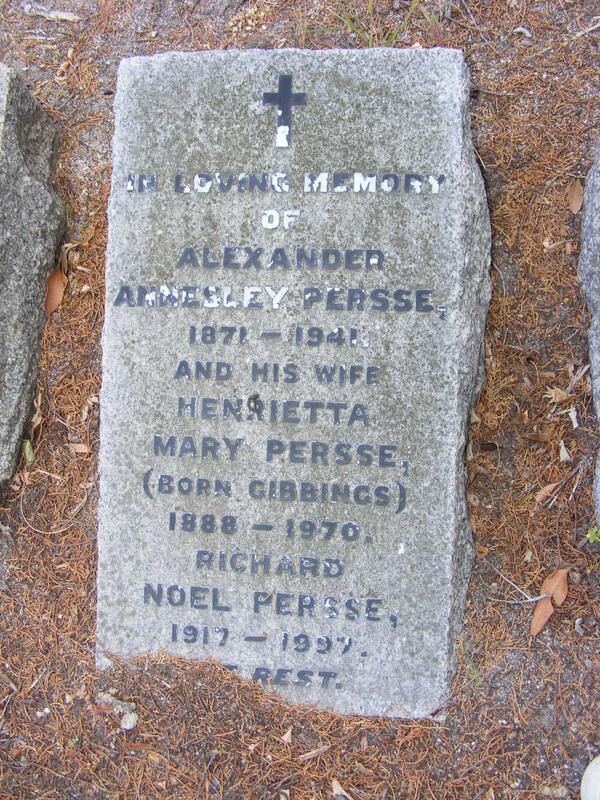 PERSSE Alexander Annesley 1871-1941 & Henrietta Mary GIBBINGS 1888-1970 :: PERSSE Noel 1917-1997