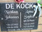 KOCK Nicolaas Johannes, de 1932-2004 & Anna Sophia DU PLESSIS 1937-2012