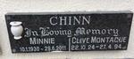 CHINN Clive Montague 1924-1994 & Minnie 1930-2011