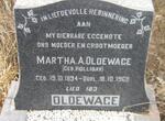OLDEWAGE Martha A. nee HOLLIDAY 1894-1968