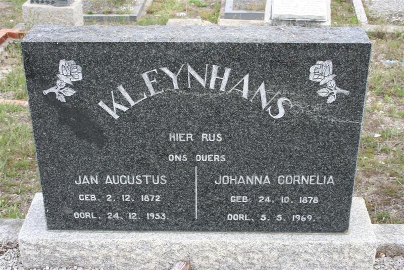 KLEYNHANS Jan Augustus 1872-1953 & Johanna Cornelia 1878-1969