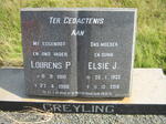 GREYLING Lourens P. 1910-1980 & Elsie J. 1922-2015