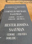 SAAYMAN Cornelis Michael 1922-2002 & Hester Jossina 1928-