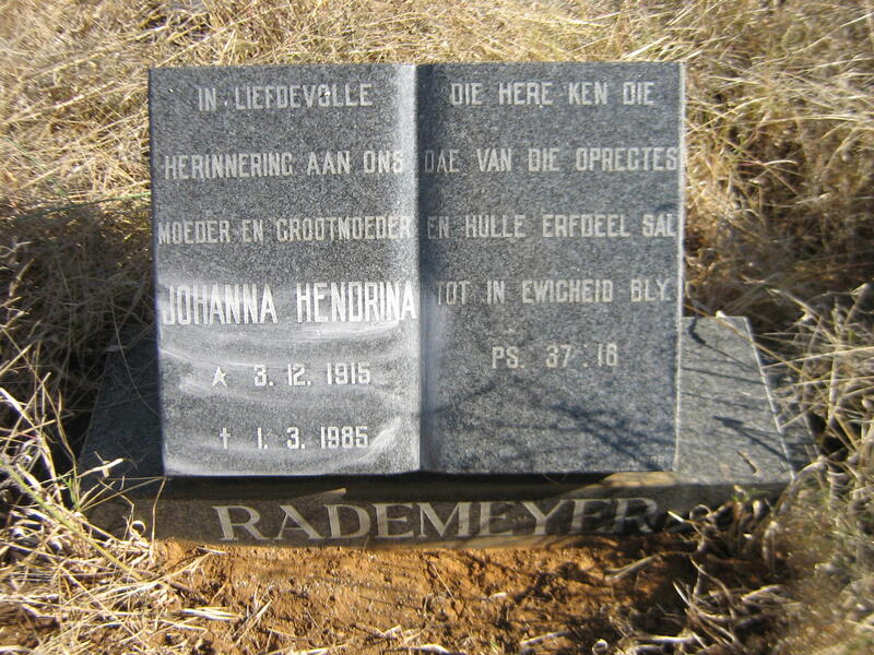 RADEMEYER Johanna Hendrina 1915-1985