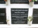 WESTHUIZEN Hermanus Johannes Stephanus, van der 1946-2013 & Hester Maria 1945-2013