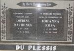 PLESSIS Lourens Marthinus, du  1920-1988 & Johanna Rosa 1922-2002