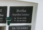 BOTHA Martha Louisa 1936-2016