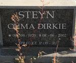 STEYN Ouma Dirkie 1920-2002