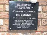 HEYMANS Johanna Susanna née BREYTENBACH 1931-2005