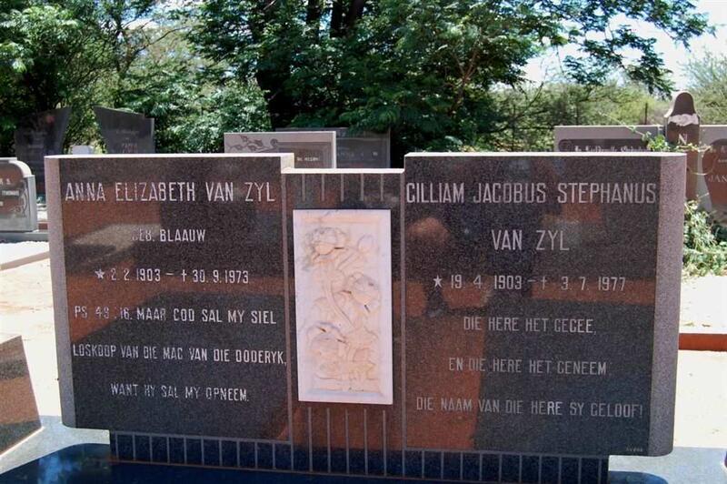 ZYL Gilliam Jacobus, van 1903-1977 & Anna Elizabeth BLAAUW 1903-1973