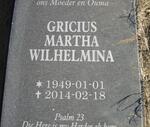 GRICIUS Martha Wilhelmina 1949-2014