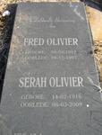 OLIVIER Fred 1912-1997 & Serah 1916-2009