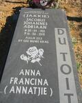 TOIT Jacobus Johannes Adriaan, du 1952-2010 & Anna Francina