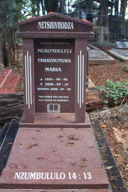 NETSHIVHODZA Mukondeleli Tshavhungwa Maria 1924-2008