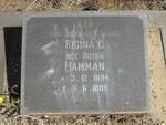 HAMMAN Rigina C. nee BOTHA 1894-1985