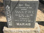 MARAIS Anna P.W.E. nee DE WET 1915-1955