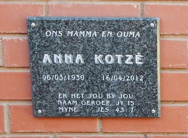 KOTZÉ Anna 1930-2012