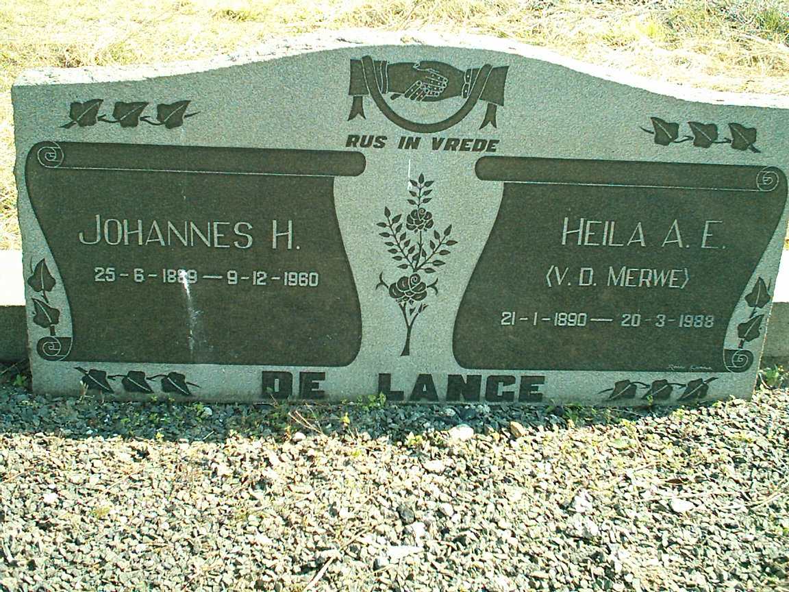 LANGE Johannes H. de 1889-1960 & Heila A.E. V.D. MERWE 1890-1988