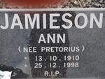 JAMIESON Ann née PRETORIUS 1910-1998